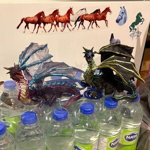 Fantasy Twin Dragon Action Figures - Purple & Black